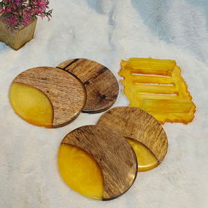 Résine standard et sous-verres ronds et carrés en bois avec le caboteur fait main de résine de style de cadeau attrayant disponible - Product Image 4