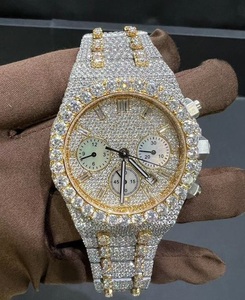 Reloj de movimiento automático de dos tonos de oro blanco completo para Ice Real VVS Moissanite Diamond Bisel Banda de acero inoxidable Cristal - Product Image 2