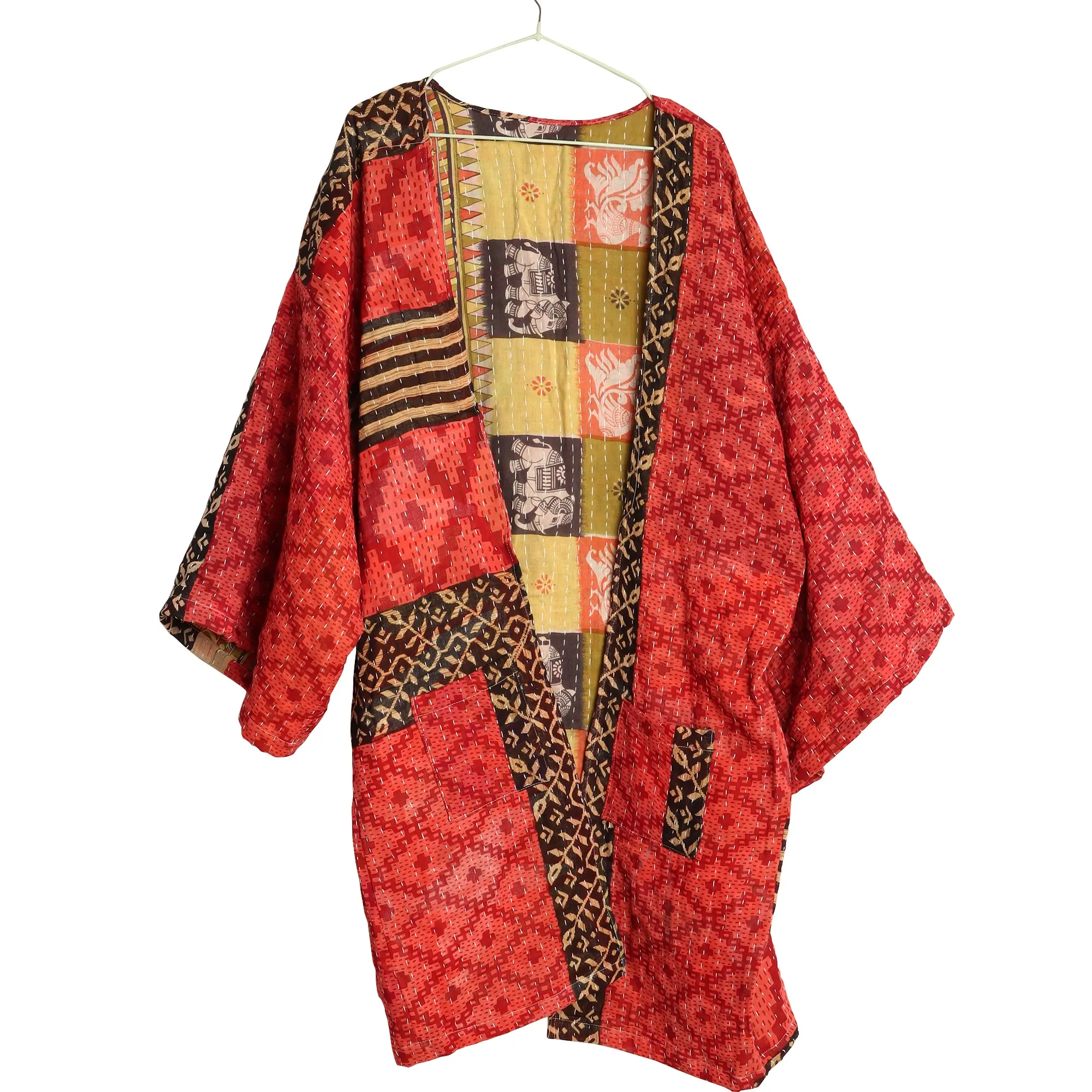 Kimono Vintage kantha para mujer, chaqueta de kantha, parka, abrigo tradicional hecho a mano, kimono vintage, venta al por mayor