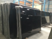 Carreaux de dalle de granit noir pur absolu de qualité supérieure de style design moderne surface polie pour villas grande dalle Shanxi Chine