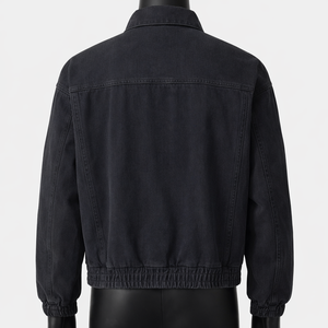 Veste en jean noire délavée pour homme de qualité supérieure, fermeture éclair, style décontracté, fabrication OEM, vente en gros, veste en jean vintage à vendre - Product Image 2