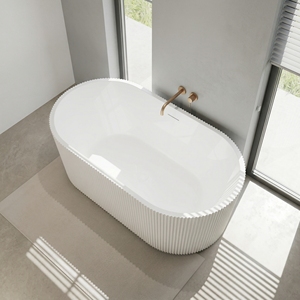 Baignoire ovale autoportante au design moderne et élégant FW-3307-59 - Baignoire en acrylique durable pour salle de bain - Product Image 6