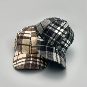 Gorra de béisbol a cuadros vintage deportiva informal con protección solar y cálida ajustable bordado a mano gorra Formal de moda para uso diario - Product Image 2