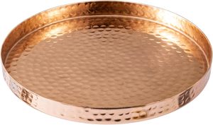 Plato de Servir Moderno de Aluminio Martillado de 12 Pulgadas, Ecológico y de Lujo, en Tono Plateado con Detalles en Negro Mate, Bandeja Decorativa para Centro de Mesa - Product Image 5