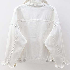 High Quality Women's <b>Denim</b> <b>Jacket</b> Sheep Skin Waterproof Breathable Eco-Friendly Casual Long Sleeve Drop Shoulder Button Front - Product Image 3