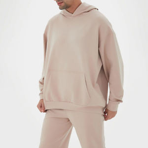 Sweats à capuche pour hommes en polyester/coton 500 g/m² Logo imprimé personnalisé Poche brodée Épaule tombante Conception de troupeau pour l'hiver - Product Image 2