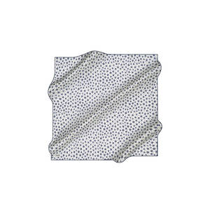 White and Navy Blue Silk Square Scarf with Geometric Pattern - Product Image 1