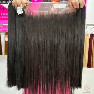 Le plus vietnamien Remy cheveux usine dentelle frontale 360 avec os cheveux humains droits 3 faisceaux 18 pouces - Product Image 3