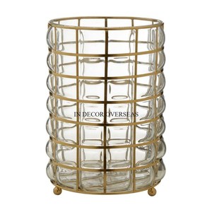 Copper Antique Finished Heavy Duty Metal Wire Made Tea Light Candle Holder With Wooden Base Lightning Accessories Supplies - Product Image 4