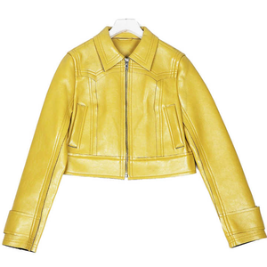 แจ็กเก็ตหนังแกะแบบยาวของผู้หญิงเสื้อแจ็กเก็ตหนังแกะระบายอากาศได้ดีสำหรับร้านค้าปลีกแฟชั่นสไตล์สตรีทแวร์ - Product Image 2