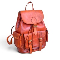 Sac à dos vintage en cuir véritable unisexe pour étudiants, grande capacité, antivol, avec fermeture éclair et bandoulière arquée