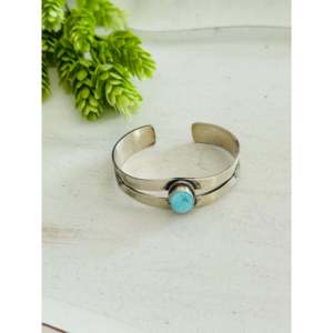South Hill Turquoise & Sterling <b>Silver</b> <b>Cuff</b> <b>Bracelet</b> Handmade by Navajo Artists Fashion Accessory - Product Image 1