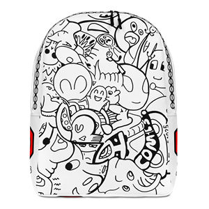 การ์ตูนไอดับบลิวคอมมิคส์ # กระเป๋าเป้สะพายหลังมินิมอลลายการ์ตูน 49 แบบ พร้อมซิปปิด - Product Image 1