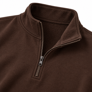 Sudadera de Forro Polar para Hombre, Color Marrón Oscuro, Cierre de Cremallera de un Cuarto, Corte Regular, Cuello Alto, Estilo Casual para Otoño - Product Image 3