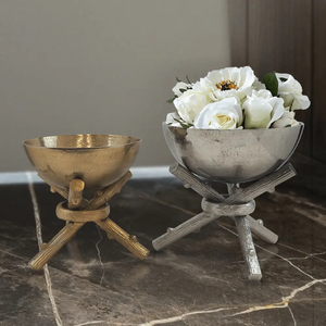 Base sólida artesanía Metal servir frutas cuenco Pedestal estilo flores decorativas cuenco Mesa decoración galleta aperitivos servir plato cuencos - Product Image 2