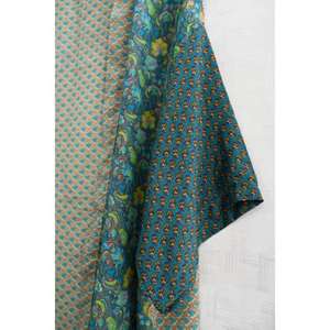 Kimono Informal de Seda con Estampado Indio Hecho a Mano, Talla Grande, Estilo Bohemio, con Parches, Cuello en V, Transpirable, Largo hasta la Rodilla - Product Image 3