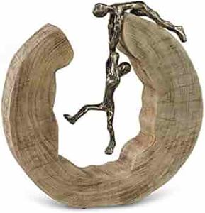 Escultura decorativa de mesa de aluminio negro personalizable estilo náutico pulido con soporte de madera característica ecológica - Product Image 2