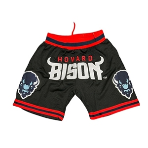 Personalizado Howard University Bison Logo Shorts Premium Nylon Spandex Mid HBCU Ropa Transpirable Casual Gimnasio Cordón Parches - Product Image 2