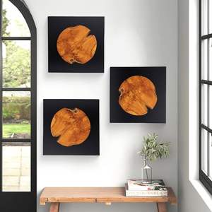 Decoración de pared de madera de teca rústica 17 'x17 Farmhouse Live Edge decoración de arte de pared para el hogar sala de estar dormitorio Oficina hecho a mano - Product Image 5