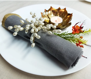 <b>Set</b> of 4 pearl <b>Beaded</b> Napkin Rings - Product Image 3