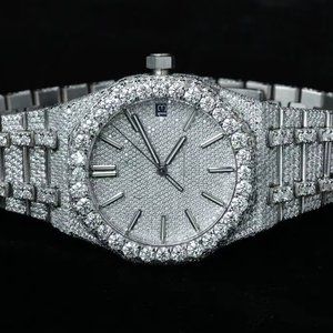 Luxe élégant Moissanite diamant montre-bracelet automatique élégant Hip Hop en acier inoxydable bijoux à la mode montres mécaniques - Product Image 3