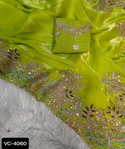 Fabrication indienne et prix de gros vêtements de fête et fonction de mariage Saree avec broderie lourde Séquence Codding Travail Saree - Product Image 1