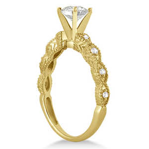 Anillo de Compromiso de Oro Amarillo de 14k con Diseño Antiguo y Diamantes, Anillos de Diamantes Pequeños de 1.08ct para Novias - Product Image 4