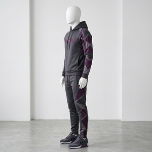 <b>Men</b> Charcoal Purple Hoodie Tracksuit Set <b>Pullover</b> Sweatshirt Jogger Pants Premium Sportswear Gym Training Running Fitness Outfit - Product Image 4