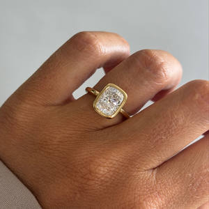 IGI Certified Sustainable Lab Created Bridal <b>Ring</b> 3 Carat Elongated Cushion Lab Grown Diamond <b>Solitaire</b> Engagement <b>Ring</b> 14K Gold - Product Image 6