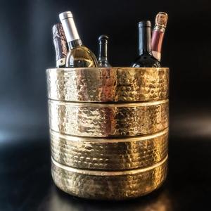 Seau à glace en métal de champagne de haute qualité avec poignée et base à pied de refroidisseur de vin de conception unique en aluminium argenté - Product Image 6