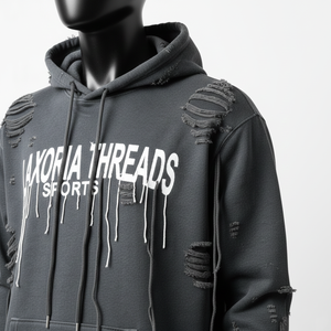 ชุดเซ็ตเสื้อฮู้ดซิปและกางเกงขายาวทรงบาน แต่งลายปักแบบดิสเทรส สำหรับผู้ชายและผู้หญิง สไตล์ยูนิเซ็กซ์ ล้างสีแบบแอซิดวอช - Product Image 3