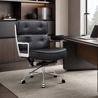 Chaise de bureau de direction à dossier boutonné, pivotante, avec accoudoirs métalliques et base chromée pour espace de travail professionnel