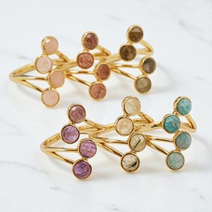 Vente en gros de pierres précieuses rondes en œil de tigre, bague ajustable en plaqué or 14 carats pour femmes, bague faite à la main avec pierre de 6mm - Product Image 4