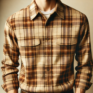 Chemise décontractée pour hommes grande taille 100% coton imprimé sur mesure à manches longues col montant anti-rides teint en fil d'automne imprimé sur mesure - Product Image 3