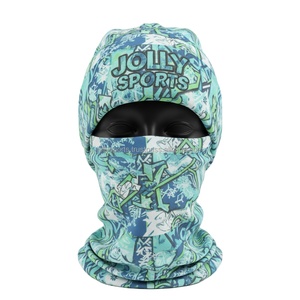 Balaclava pour femmes 200 GSM Tissu extensible en polyester et élasthanne doux et respirant Impression bleu-vert Logo personnalisé Transfert thermique balaclava - Product Image 1