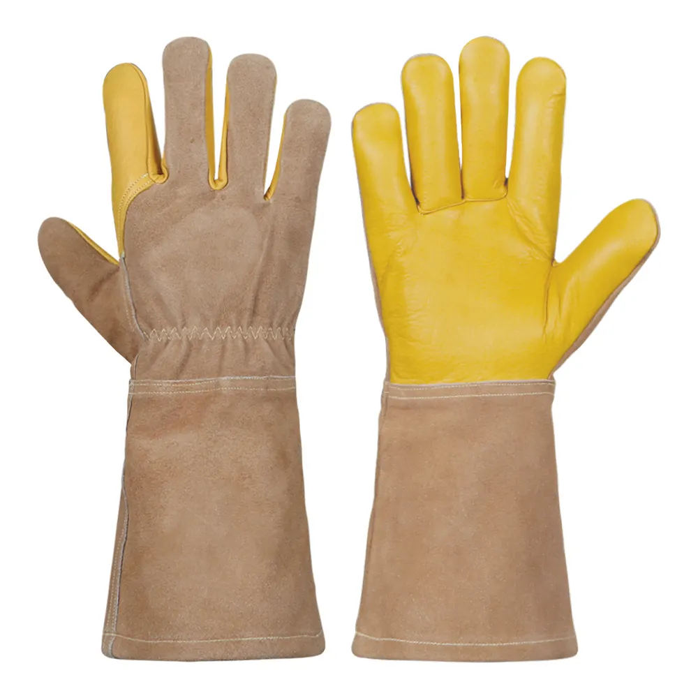 High Quality Cowhide Leather Aluminum Foil Welding Gloves for driving and construction heat resistant welder gloves