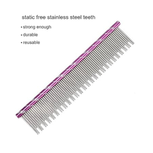 หวีป้องกันไฟฟ้าสถิตสำหรับสัตว์เลี้ยงแบบมืออาชีพหวีสแตนเลสที่มีฟันยาวและสั้นสำหรับสุนัขและแมวสีดำ - Product Image 5