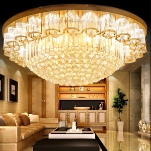 Lampes suspendues rondes de luxe, salon d'hôtel, or, LED, cristal K9, plafonnier - Product Image 2