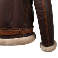 Chaqueta de Piloto de Cuero con Forro de Borrego para Hombre, Abrigo de Piel de Oveja, Chaqueta Abrigada para Invierno, Precio al por Mayor