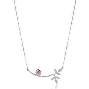 Zircon Pomegranate Branch Design Handcrafted Rhodium Plated Charm <b>Necklace</b> Wholesale Turkish <b>Handmade</b> 925 Sterling <b>Silver</b> Trendy - Product Image 4