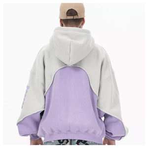 Sweat à capuche 100% coton pour hommes personnalisé du fabricant OEM avec impression bouffante ourlet brut bord coupé style court - Product Image 3