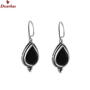 Handcrafted <b>earrings</b> solid 925 sterling silver <b>black</b> onyx gemstone oxidize bezel dangle <b>earrings</b> jewelry <b>women</b> - Product Image 2
