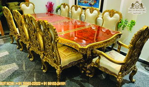 Juego de Comedor de Madera Tallada Estilo Imperio, Muebles de Comedor de Estilo Europeo, Juego de Mesa de Comedor Tallada a Mano, Juego de Comedor de 10 Piezas Hecho a Mano en EE. UU. - Product Image 6