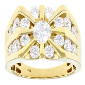 Anillo de bodas de plata de ley 925 para hombre con moissanita chapada en rodio de oro clásico de 18 quilates y circonita cúbica para compromiso de mujer - Product Image 1