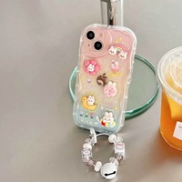 Coque tendance pour iPhone 6/7/8 Plus et 17 Pro Max, motif dessin animé 3D, jolie coque en cristal pour filles avec bracelet chaîne, vente chaude