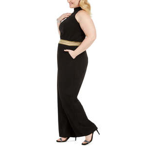 Teeze Me Women's Stylish <b>Plus</b> <b>Size</b> 14 Black Halter Jumpsuit Banded Waist Party Wear - Product Image 3