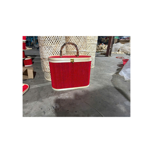 Panier de pique-nique rond vintage écologique en bambou - Panier cadeau en rotin naturel tissé à la main pour les activités de plein air et la décoration - Product Image 3