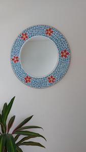 Vibrant Red White Mosaic Glass Inlay Eco-Friendly Handmade Artistic <b>Photo</b> <b>Holder</b> Stylish Decorative Wall Frame for Modern Homes - Product Image 2