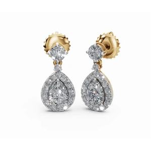 ต่างหูเพชรทรงกลมและทรงหยดน้ำ 14 กะรัต ทองคำแท้ แบรนด์ Marina Royal ผลิตจากเพชรเลี้ยงในห้องปฏิบัติการ ขายส่งจำนวนมาก รับผลิตแบบ OEM - Product Image 4