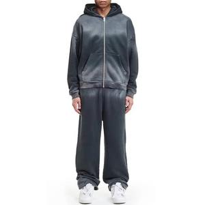 Haute qualité nouveau Style hommes soleil délavé Spray fermeture éclair survêtement lavage à l'acide survêtement fermeture éclair grande taille pour les femmes survêtement court - Product Image 4